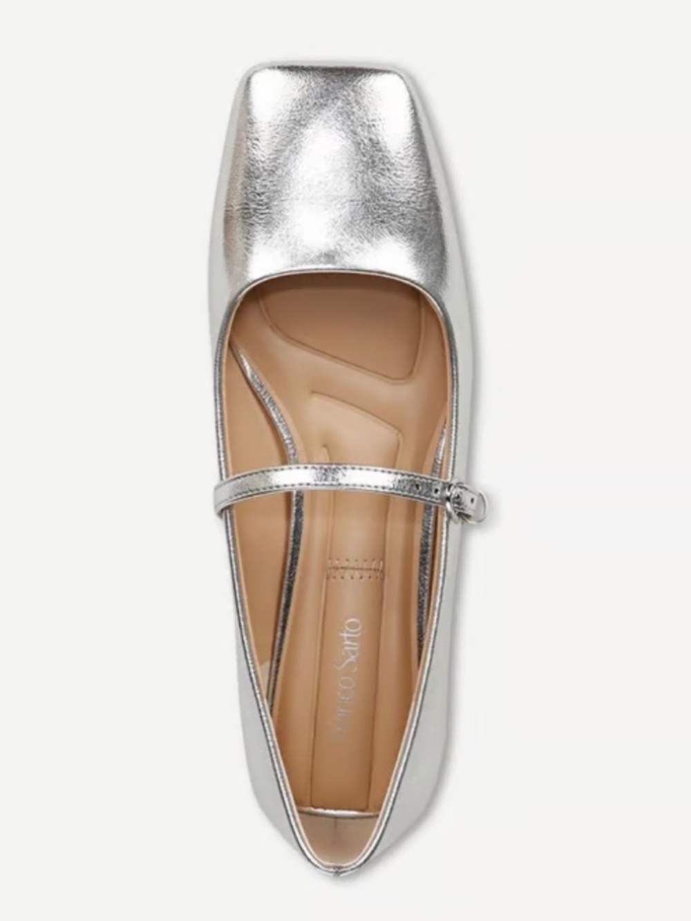 Franco Sarto Tinsley Square Toe Mary Jane Flats Silver Size 8M - Picture 4 of 11
